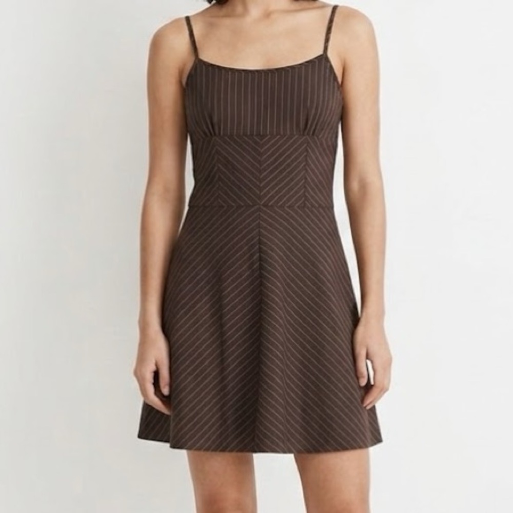 Guess Vintage Y2K Brown Striped Mini A Line Dress Medium